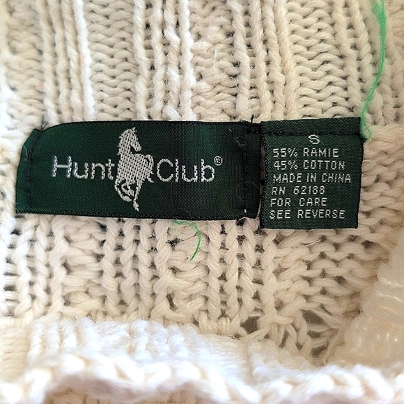 Vintage Hunt Club Womens Small Cable Knit Sweater White Beachy Cottage Coastal - Picture 8 of 8